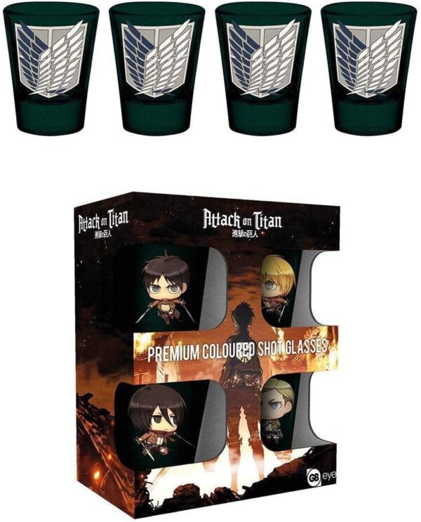 Attack on Titan Premium coloured shot glasses