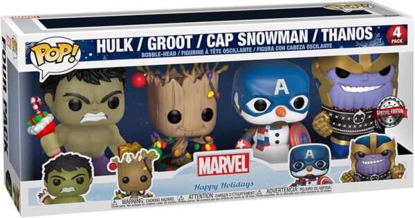 Funko POP Marvel Holidays - Hulk Groot Captain America Snowman and Thanos - 4PK boxed