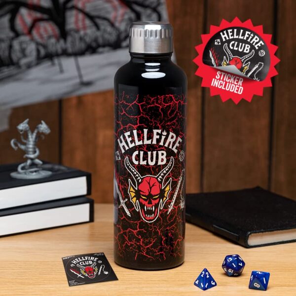 Netflix Stranger Things Hellfire Club logo metal water bottle