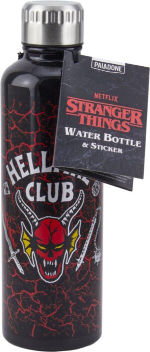 Stranger Things Hellfire Metal Water Bottle plus sticker